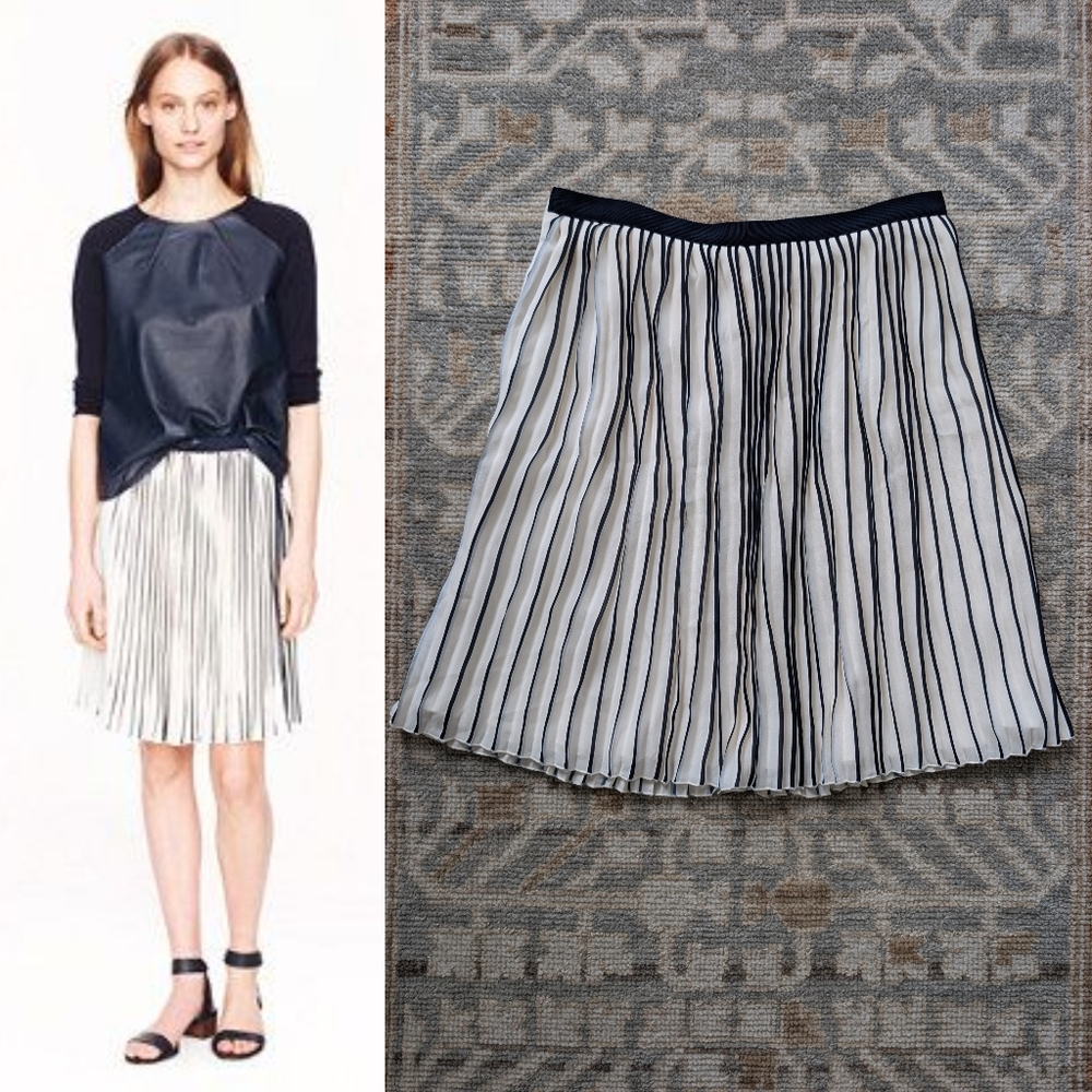 Like New J Crew Sun Burst Pleated Stripe Skirt